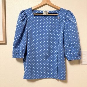 TJW for Mervyn’s Women’s Floral Puff Sleeve Blouse in Blue (size M)